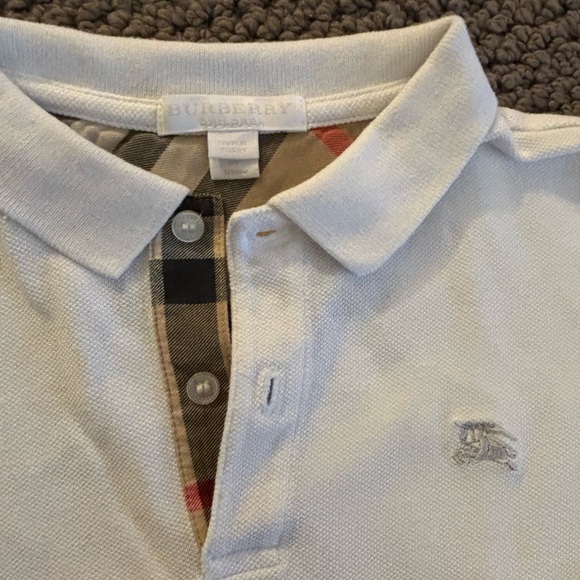 Burberry white short sleeve collared size Classic check